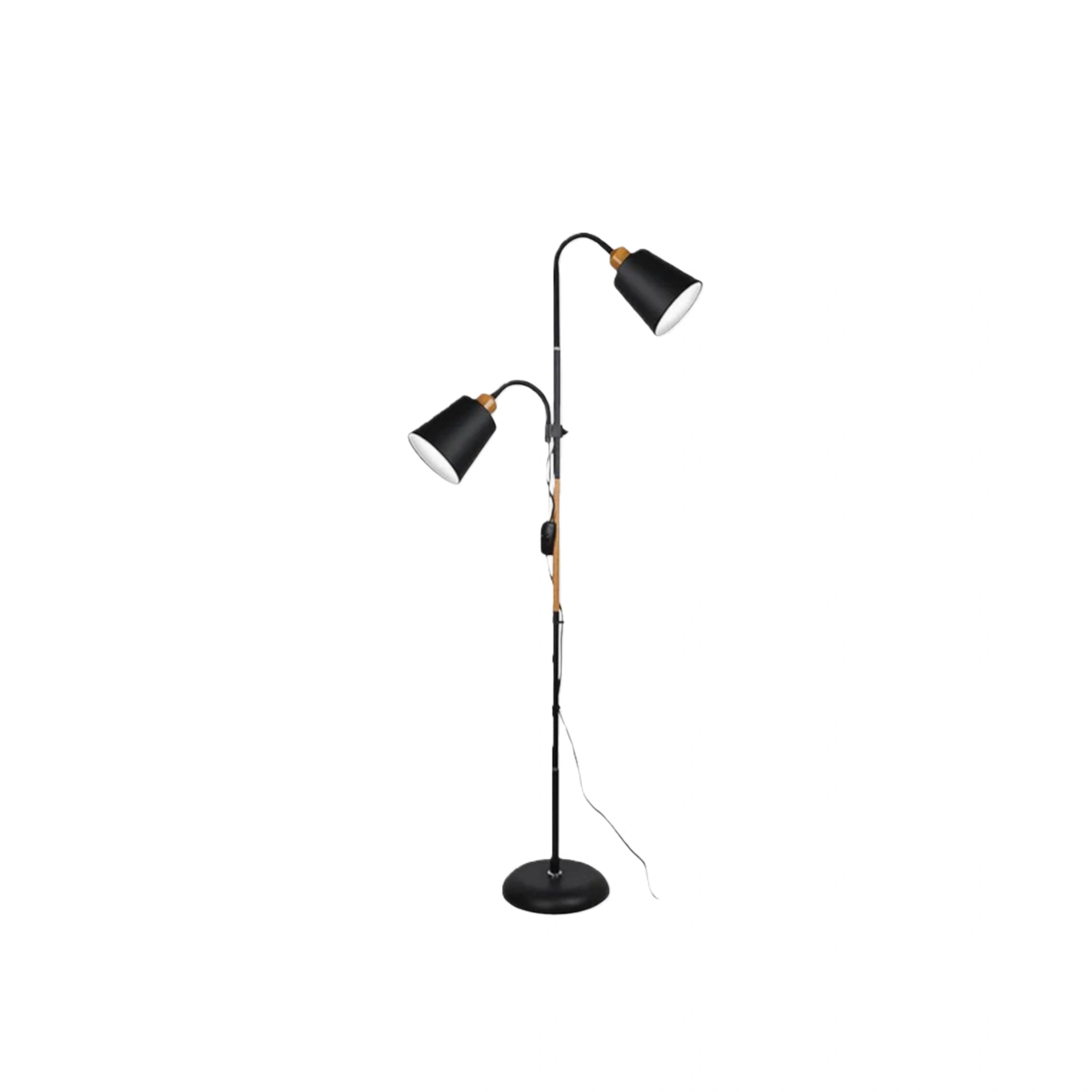 Floor Lamp — Black/White Metal with Adjustable Living Room